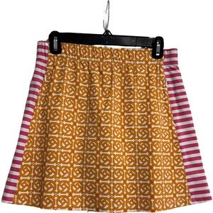 J. McLaughlin Orange and Brown A-Line Mini Skirt Resort Wear